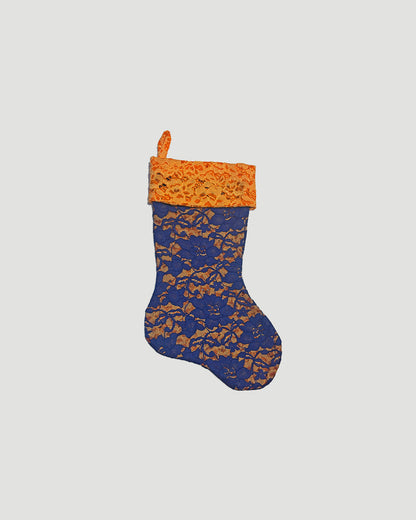 Limited Edition Lace Christmas Stocking Blue&Orange