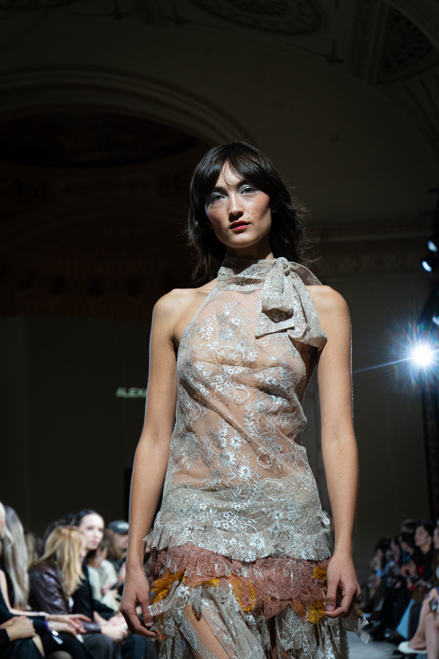 Halter-neck Floating Arches Lace Dress