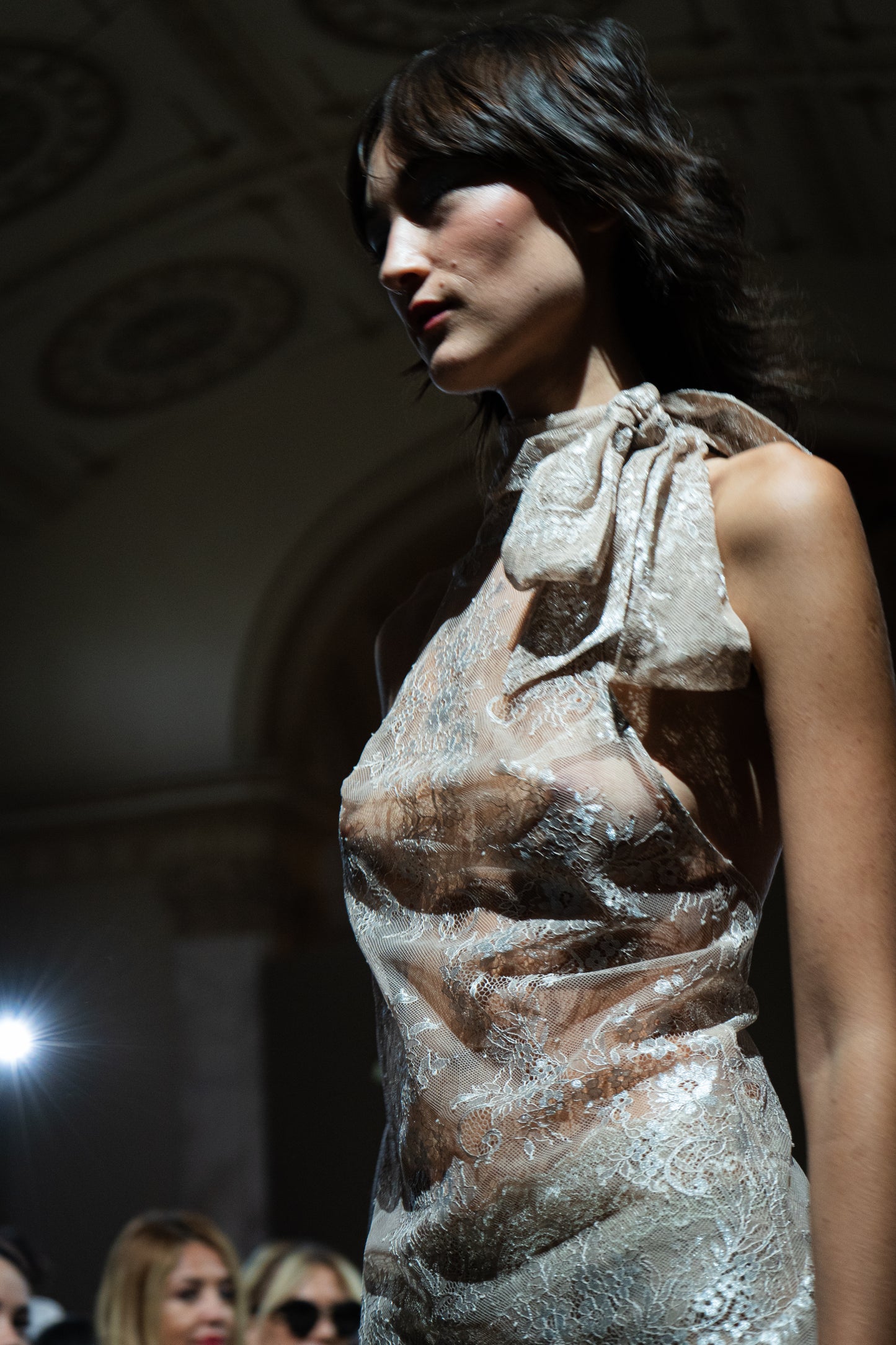 Halter-neck Floating Arches Lace Dress