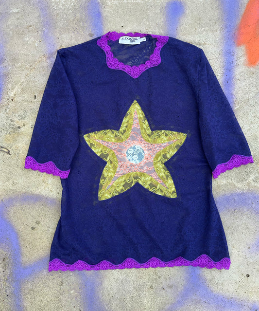One-of-a-Kind Purple Star Tee  Multi-Color Lace (Fits L-XL) - SOLD OUT