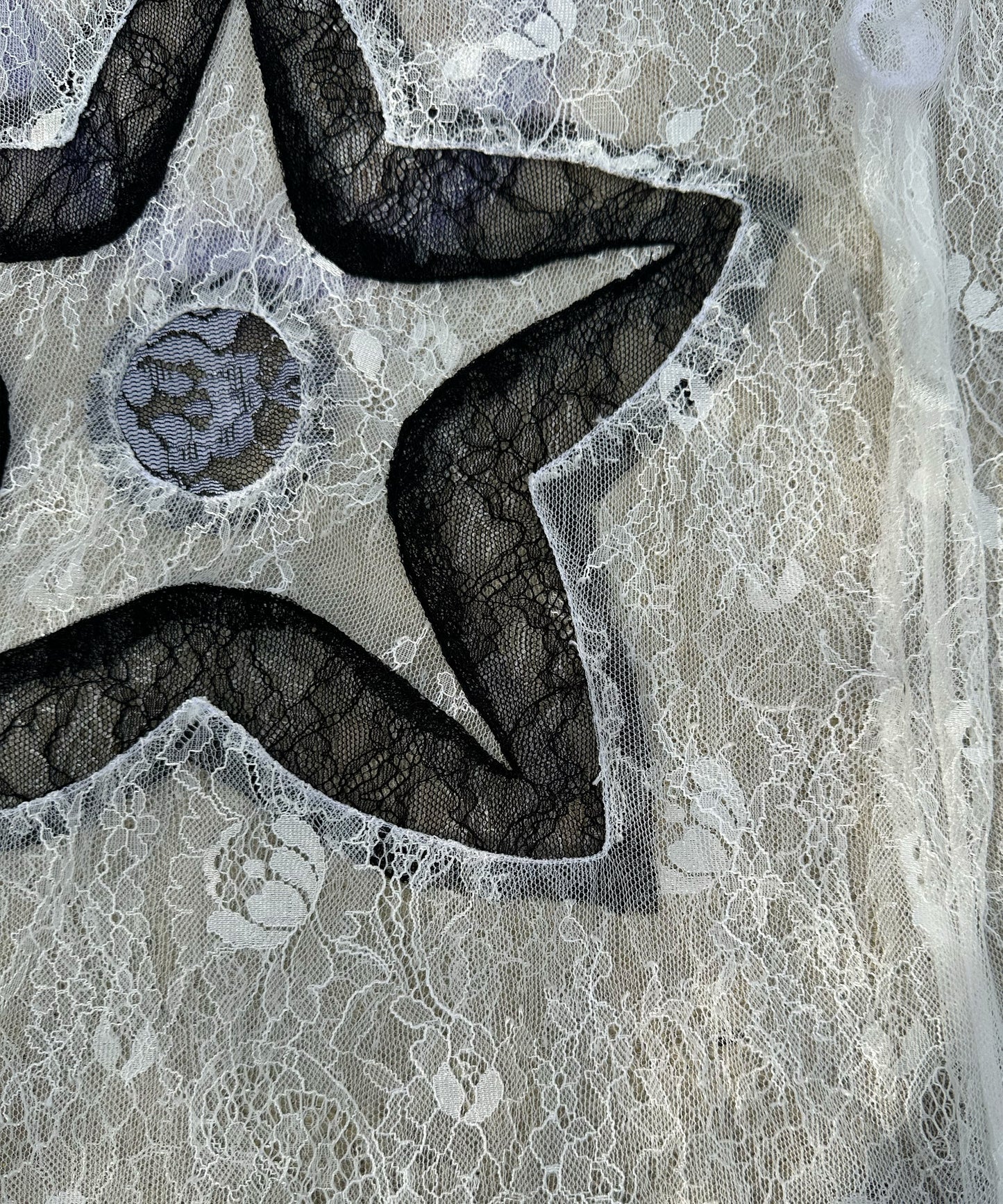 One-of-a-Kind Ghost Star Tee Black & White Lace (Fits XS-S)
