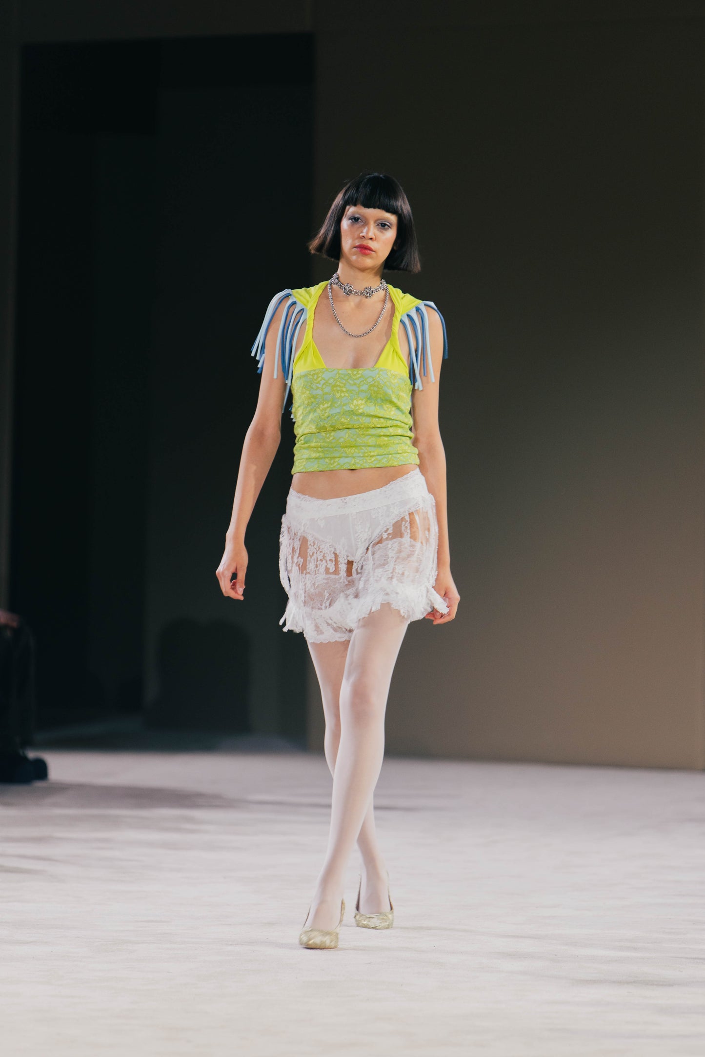 Floating Lace Fringe Mini Skirt