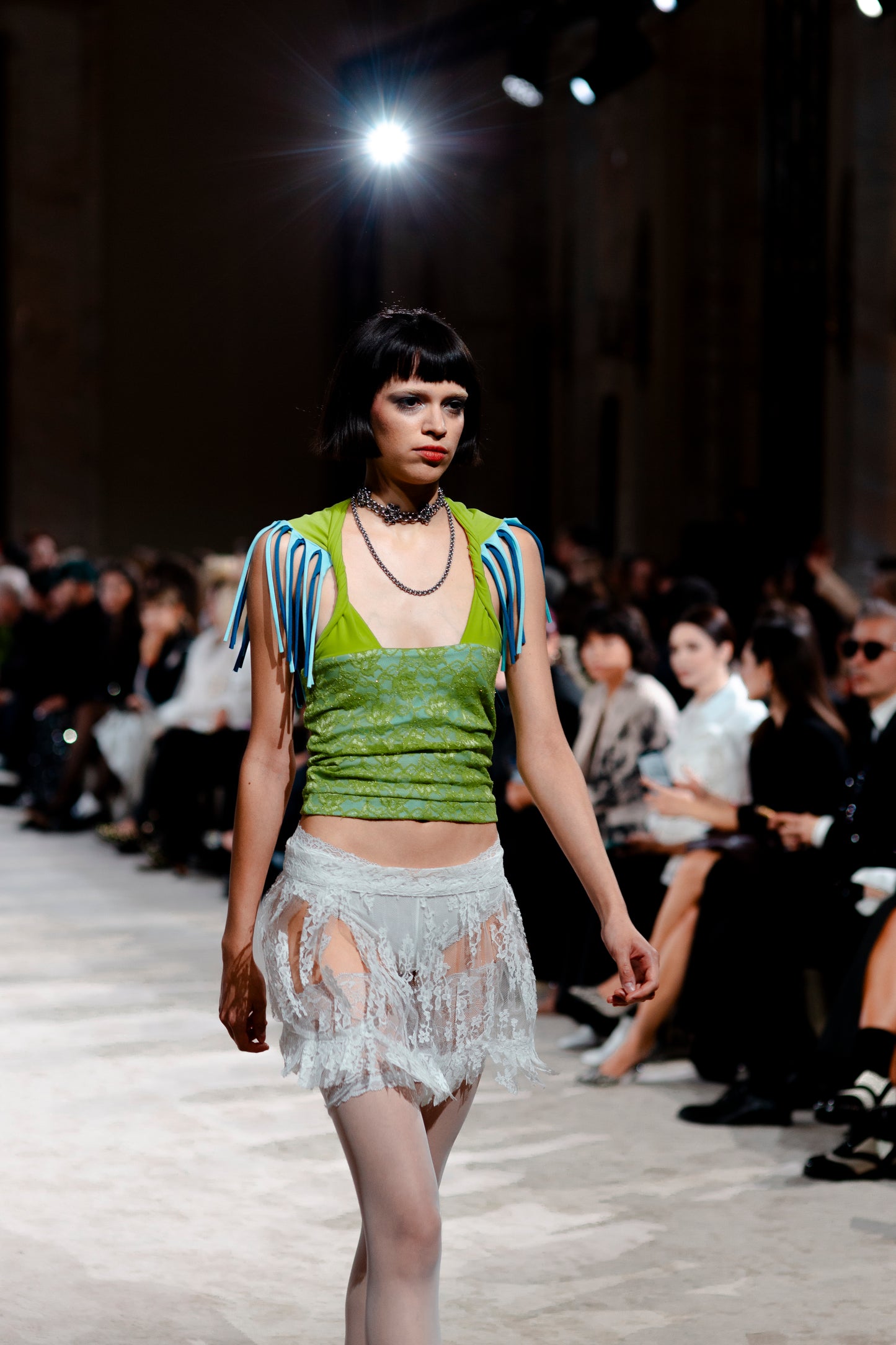 Floating Lace Fringe Mini Skirt