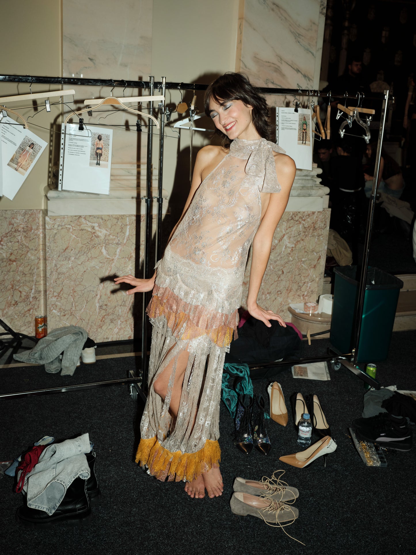 Halter-neck Floating Arches Lace Dress