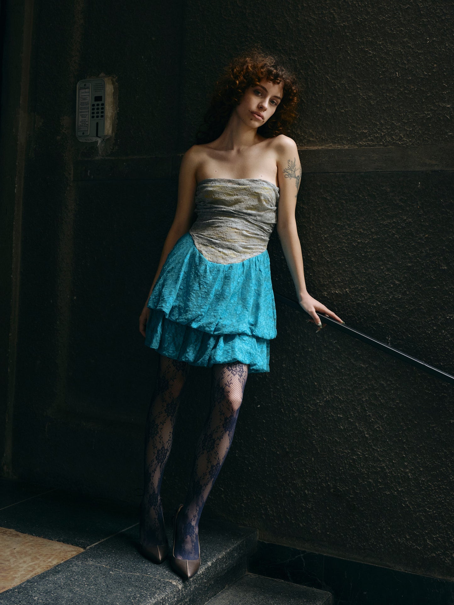 Stretch Lace Layered Strapless Dress