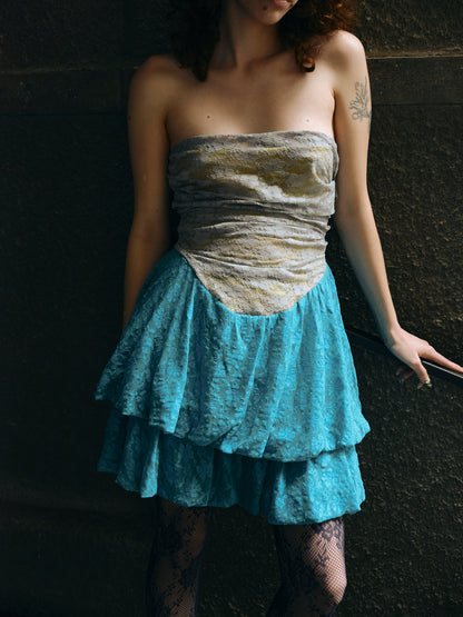 Stretch Lace Layered Strapless Dress