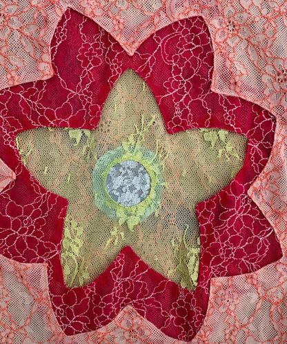 Pastel Frosty Floral Sheer Lace Tee Layered Multi-Color Design