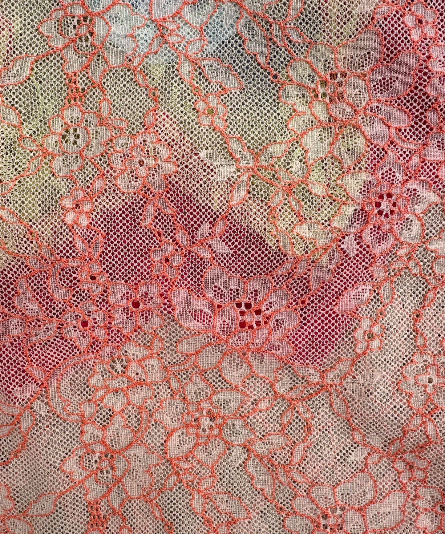 Pastel Frosty Floral Sheer Lace Tee Layered Multi-Color Design