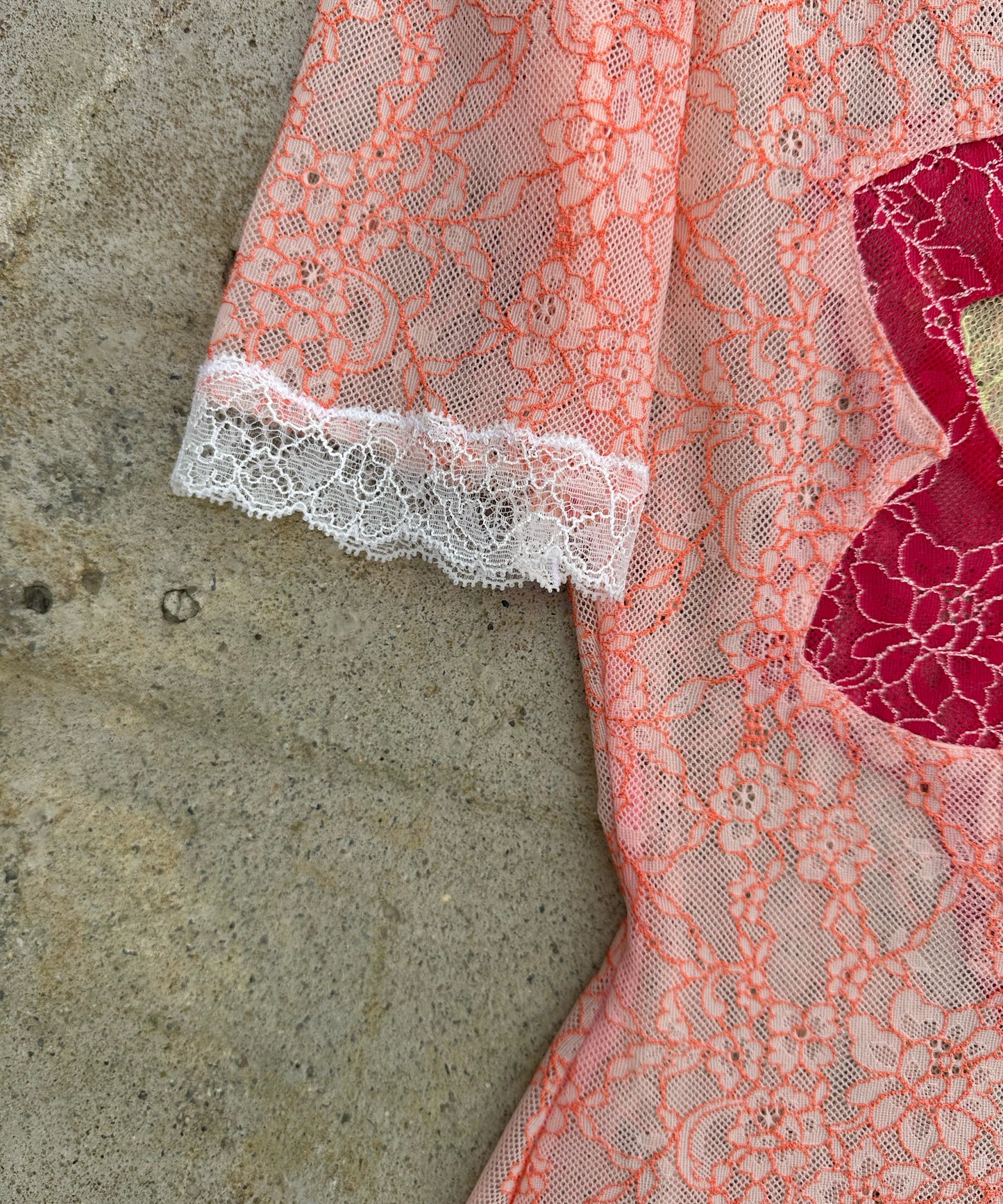 Pastel Frosty Floral Sheer Lace Tee Layered Multi-Color Design