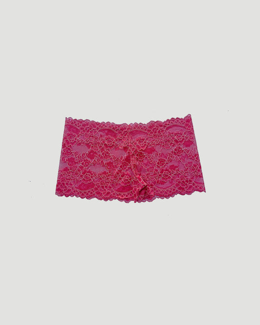 Sheer Pink Floral Lace Shorts