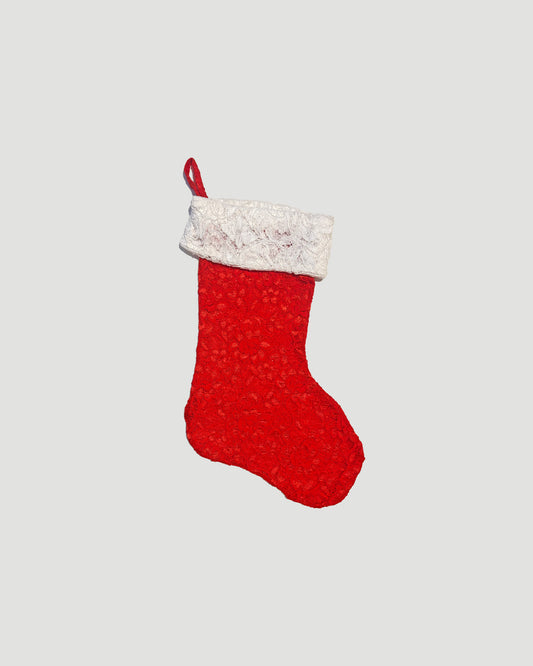 Limited Edition Lace Christmas Stocking Red&White
