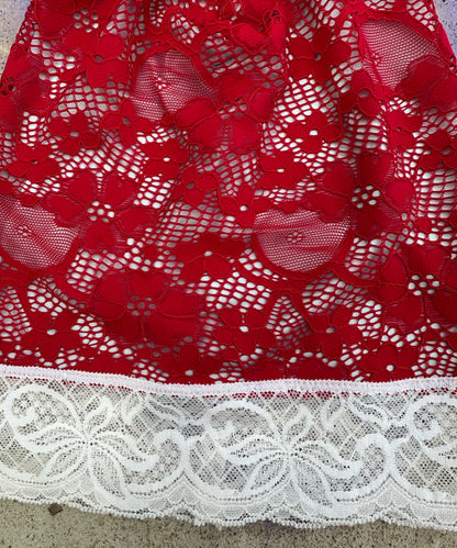 Santa Claus Lace Beanie - Limited Edition Holiday Red & Ice Blue