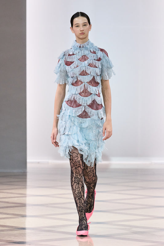 Layered Chantilly Lace Hand Cut Fringe Dress
