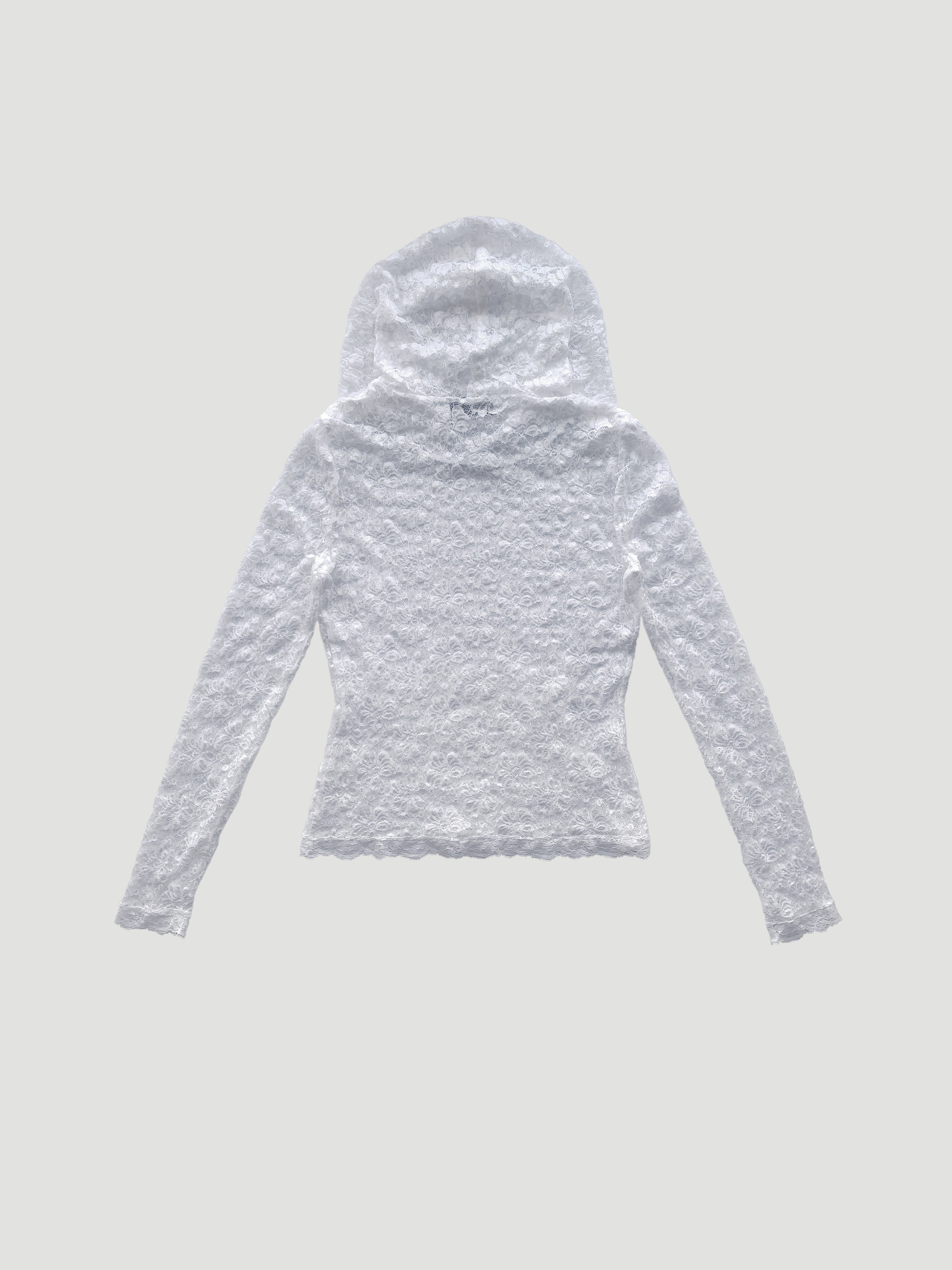 White lace hoodie deals