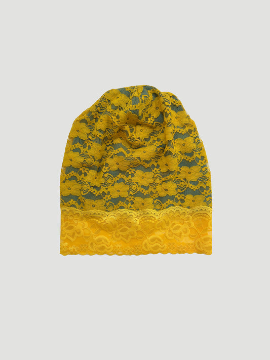 Yellow Lace Beanie